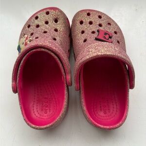 CROCS Kids' Glitter Hot Pink Clog with Charms